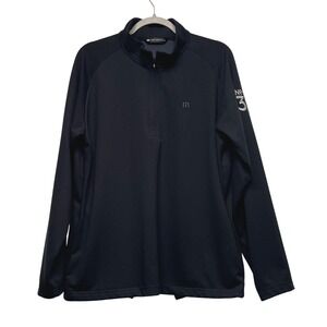 Travis Mathew Mens Black Quarter Zip Pullover No 3 London Dry Gin Logo Large